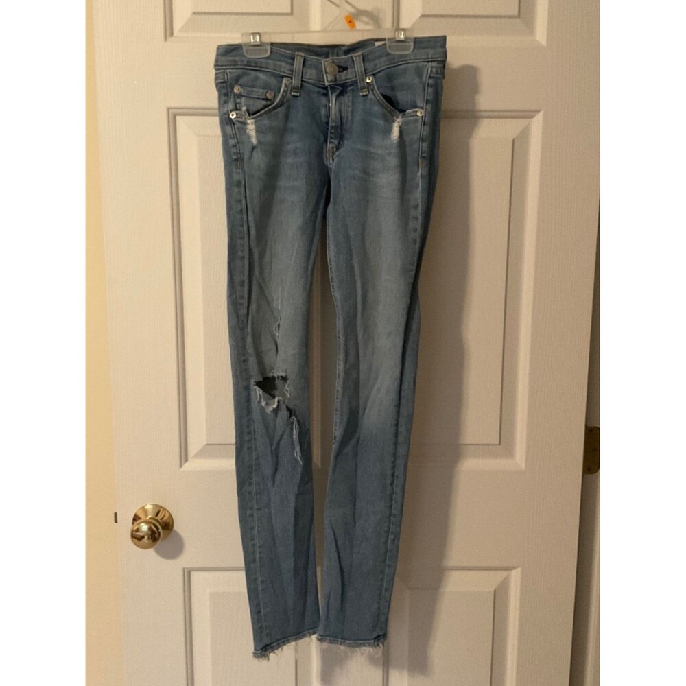 Rag & Bone distressed skinny jeans size 25 light wash raw hem